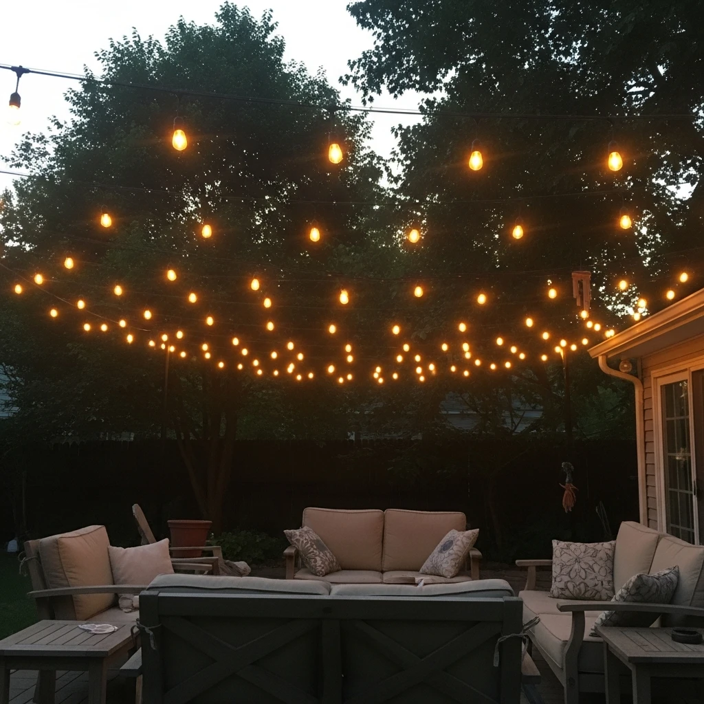 String Lights Overhead - 50 Simple Patio Decorating Ideas for a Beautiful, Cozy Backyard