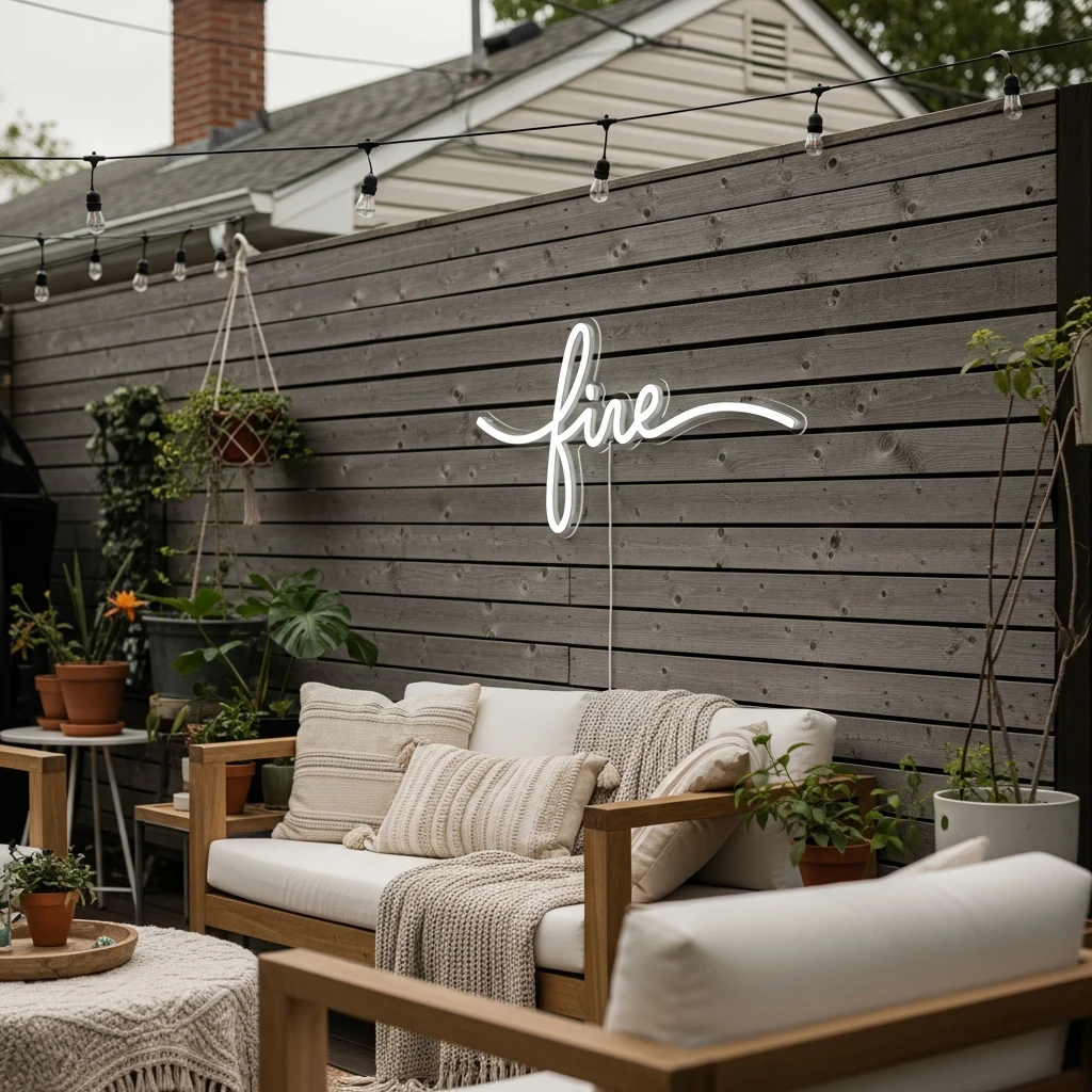 Decorative Light Signs - 50 Simple Patio Decorating Ideas for a Beautiful, Cozy Backyard