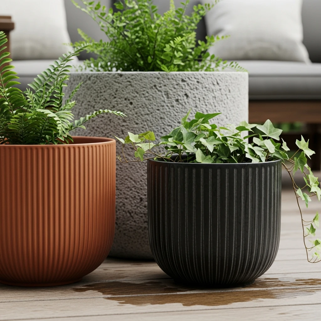 Textured Planters - 50 Simple Patio Decorating Ideas for a Beautiful, Cozy Backyard