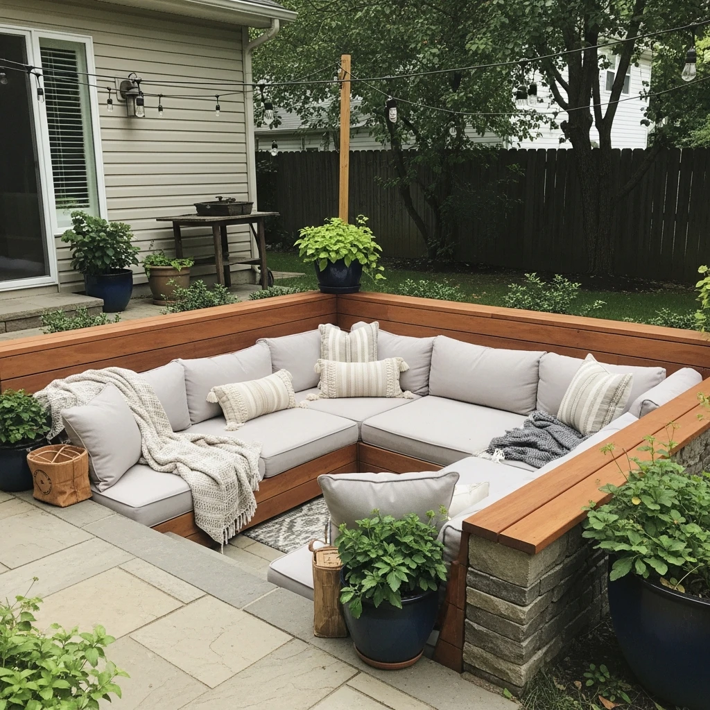 Sunken Lounge Feel - 50 Simple Patio Decorating Ideas for a Beautiful, Cozy Backyard
