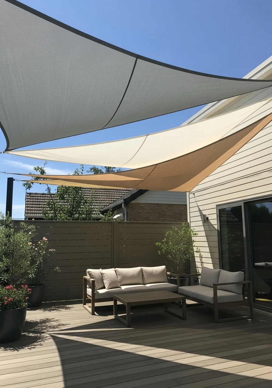Overhead Shade Sails - 50 Genius Patio Privacy Ideas That Look Expensive