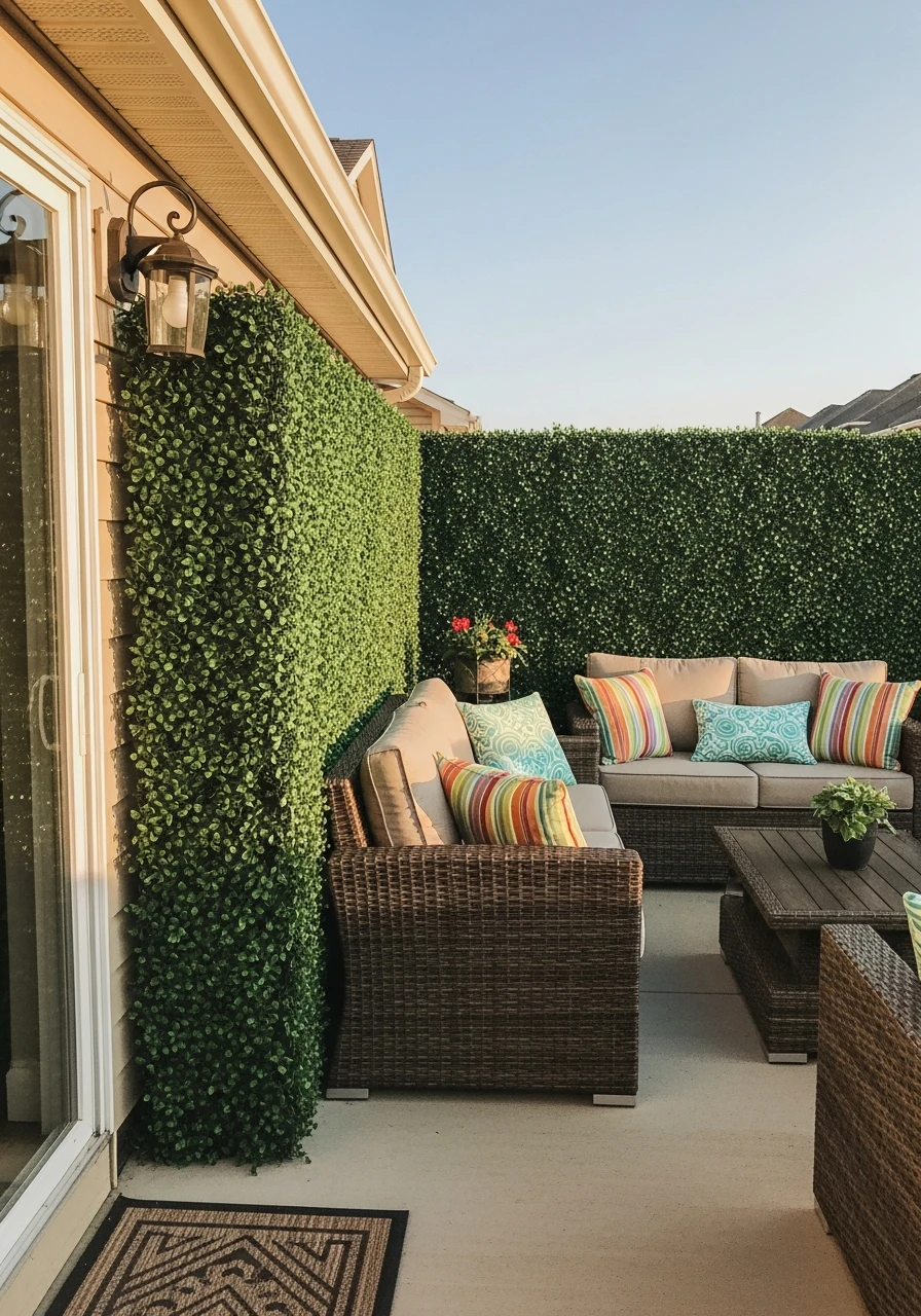 Instant Hedge Panels - 50 Genius Patio Privacy Ideas That Look Expensive