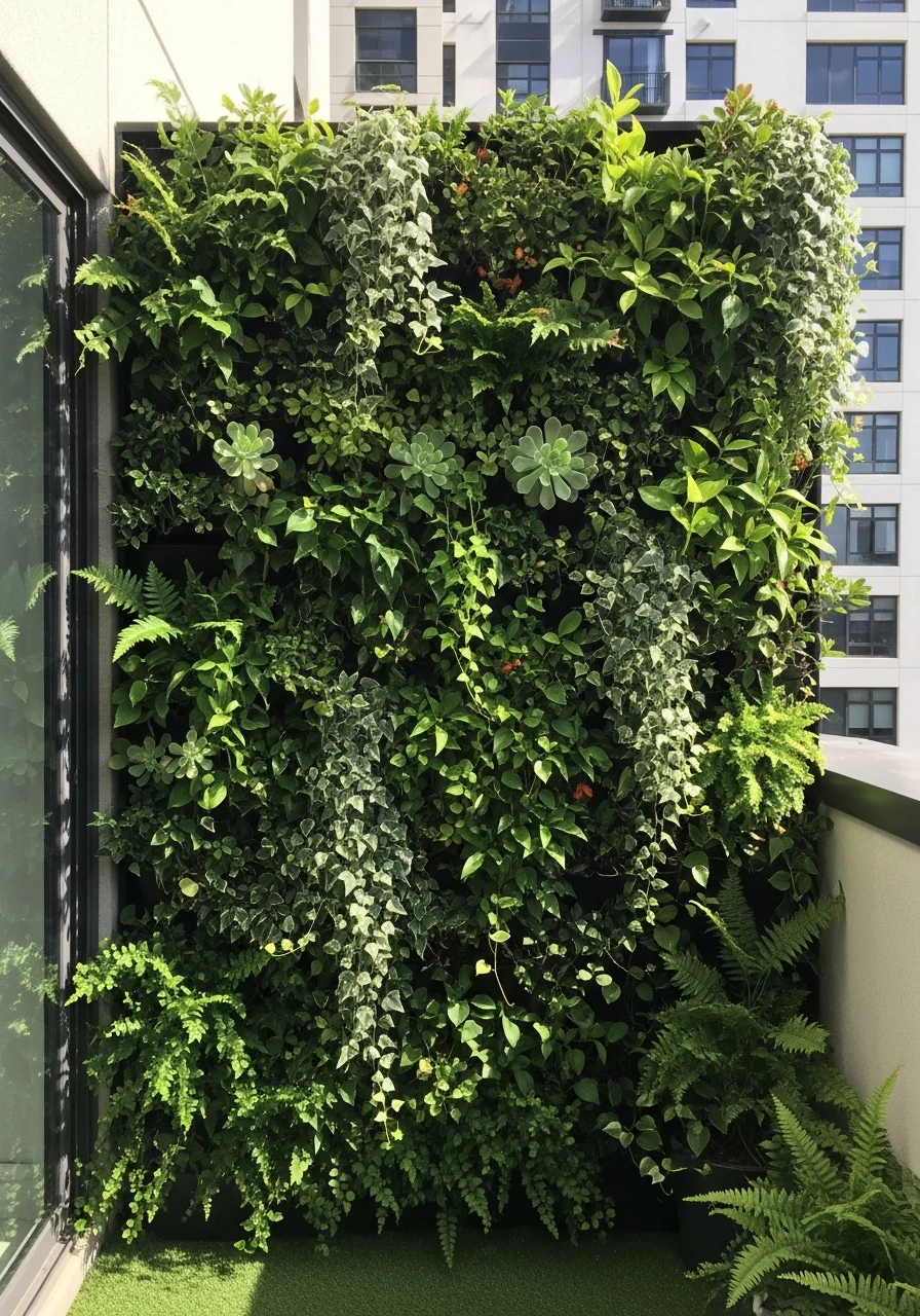 Green Vertical Living Wall - 50 Genius Patio Privacy Ideas That Look Expensive