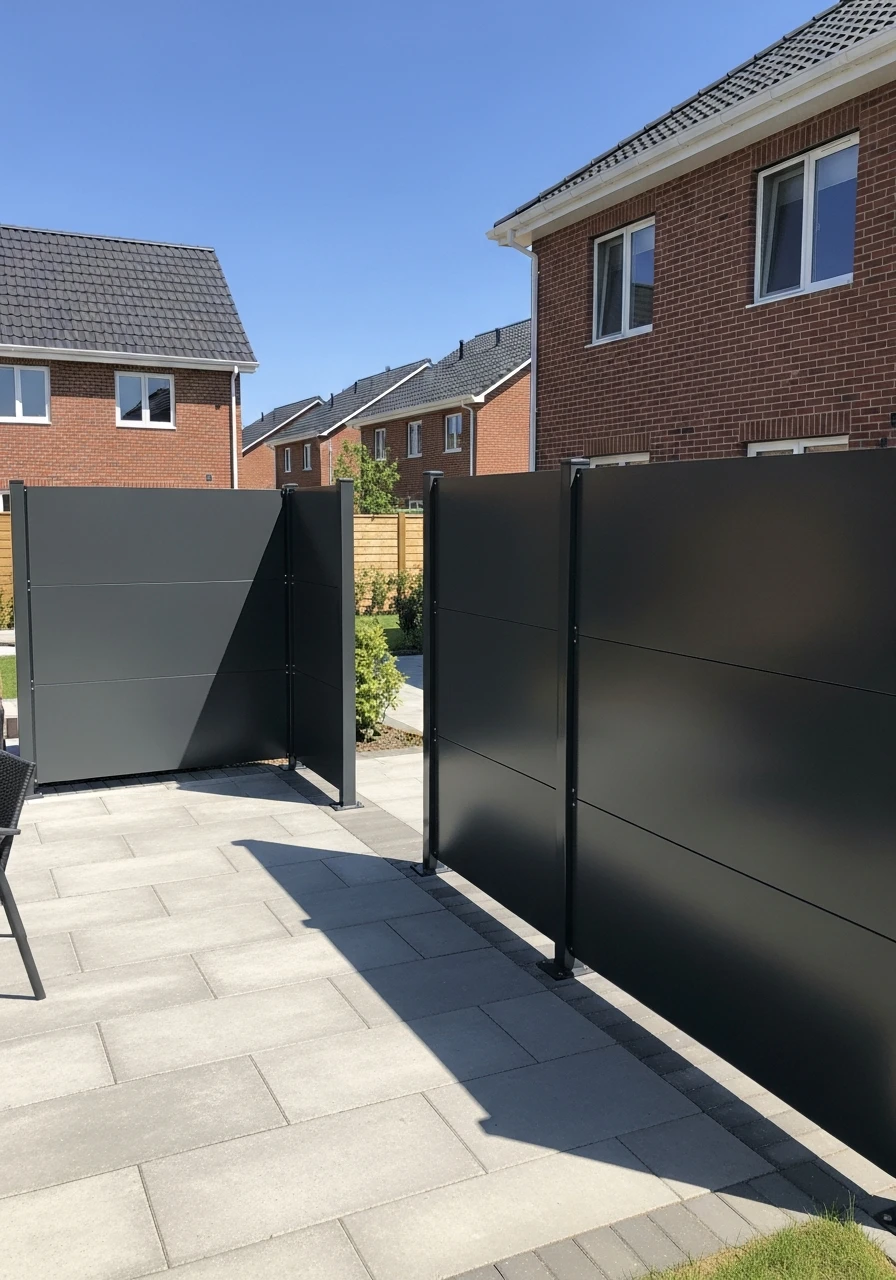 Modern Metal Privacy Panels - 50 Genius Patio Privacy Ideas That Look Expensive