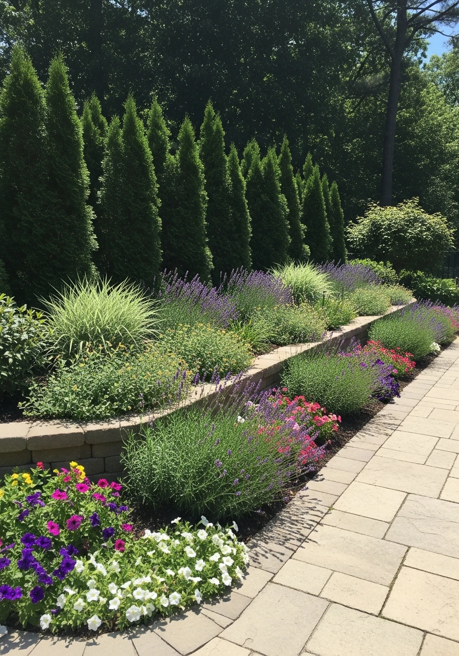 Layered Plant Border - 50 Genius Patio Privacy Ideas That Look Expensive