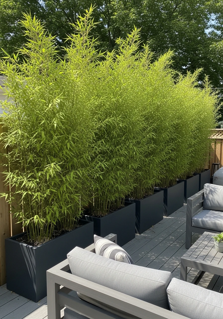Bamboo In Containers - 50 Genius Patio Privacy Ideas That Look Expensive