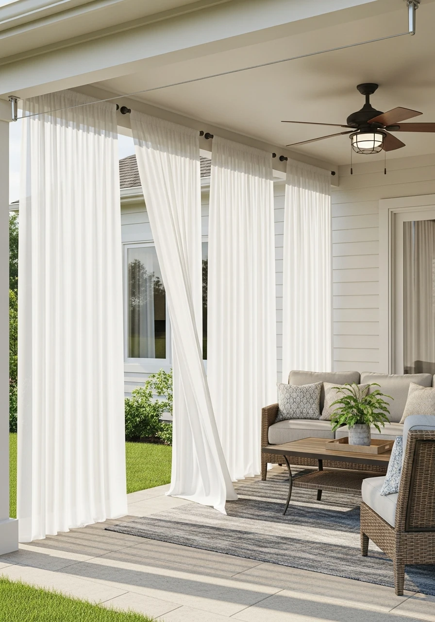 Sheer Outdoor Curtains - 50 Genius Patio Privacy Ideas That Look Expensive