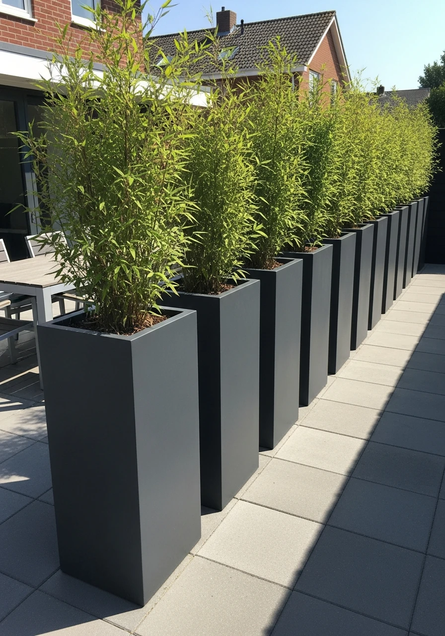 Line Edges With Planters - 50 Genius Patio Privacy Ideas That Look Expensive