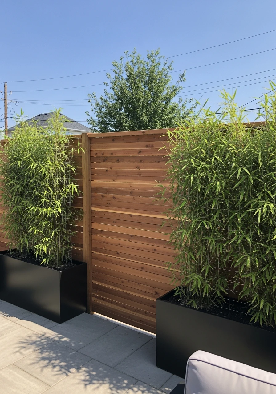 Fence and Greenery Combo - 50 Genius Patio Privacy Ideas That Look Expensive