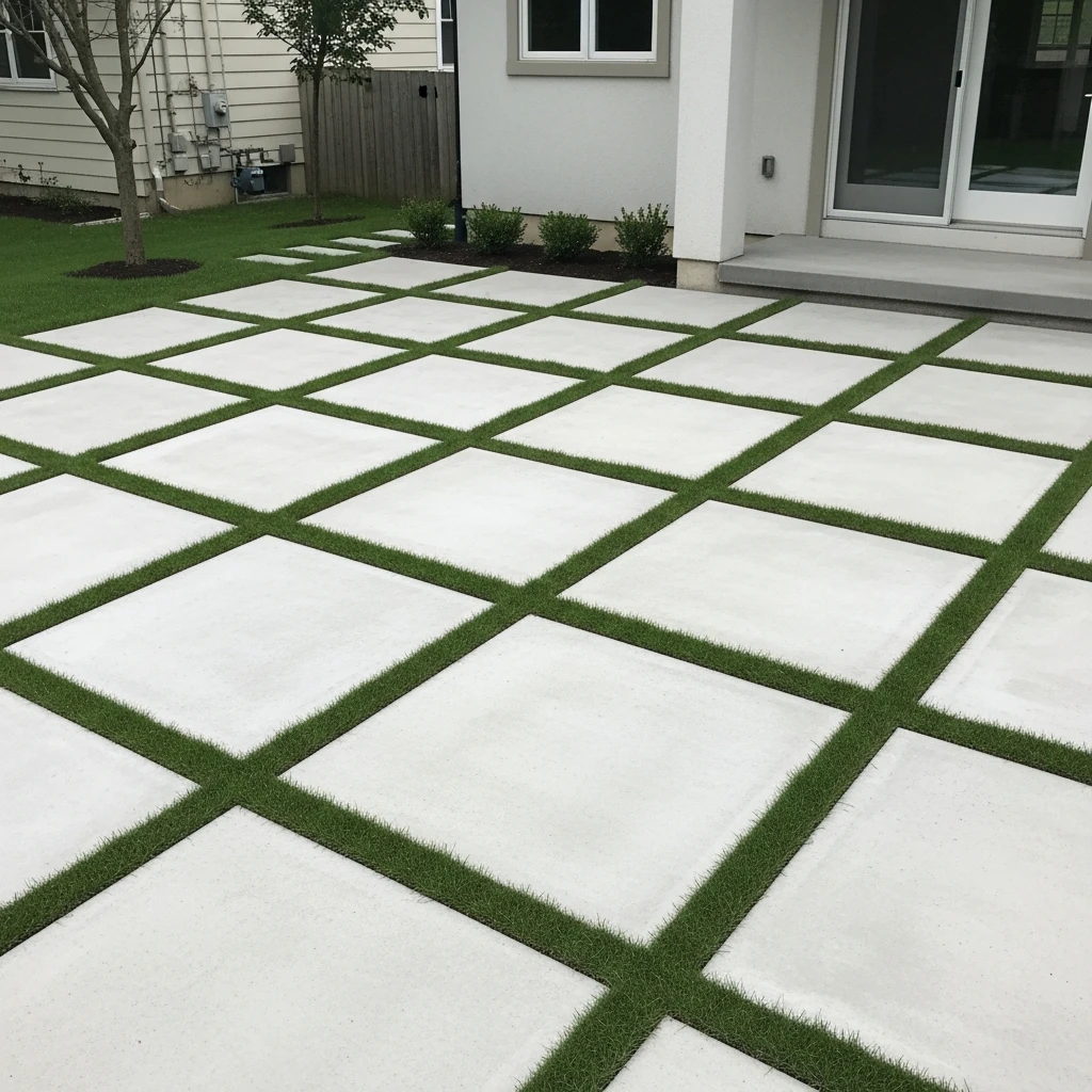 Paver and Turf Grid Patio - 50 Stunning Paver Patio Ideas for a High-End Look
