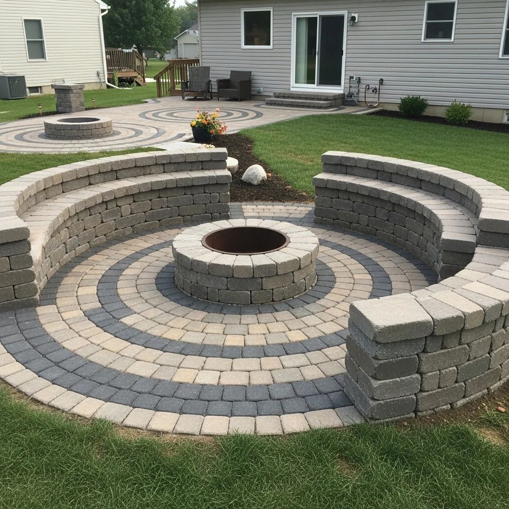 Fire Pit Circle with Surround Seating - 50 Stunning Paver Patio Ideas for a High-End Look