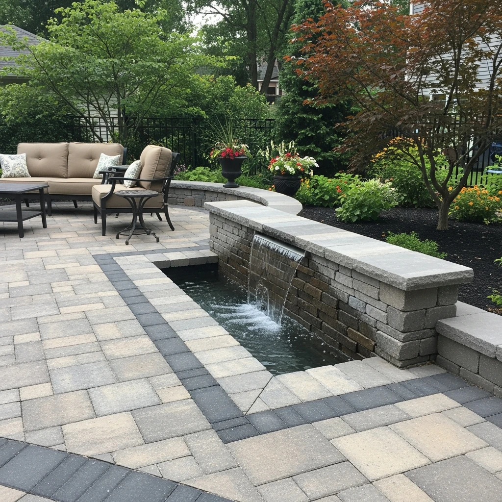 Paver Patio with Water Feature - 50 Stunning Paver Patio Ideas for a High-End Look