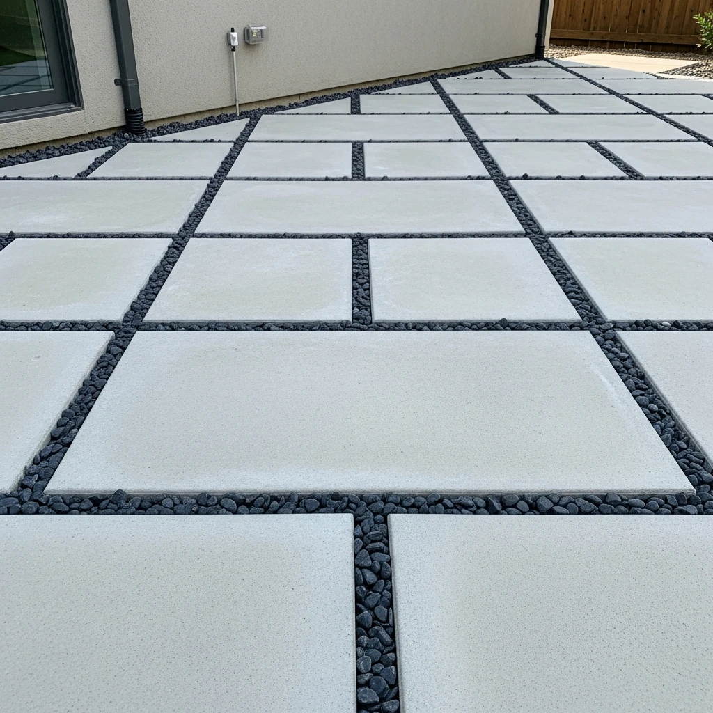 Minimal Grid with Stone Accents - 50 Stunning Paver Patio Ideas for a High-End Look