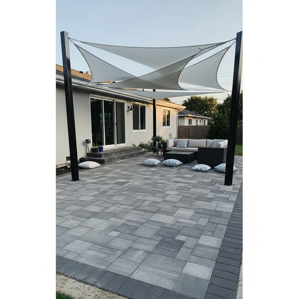Shade Sail Paver Patio - 50 Stunning Paver Patio Ideas for a High-End Look