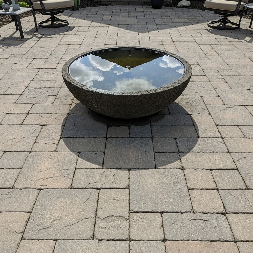 Reflective Water Bowl Patio Feature - 50 Stunning Paver Patio Ideas for a High-End Look
