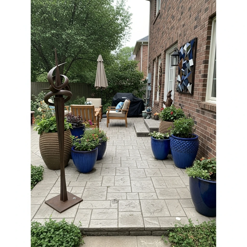 Paver Patio with Outdoor Art - 50 Stunning Paver Patio Ideas for a High-End Look
