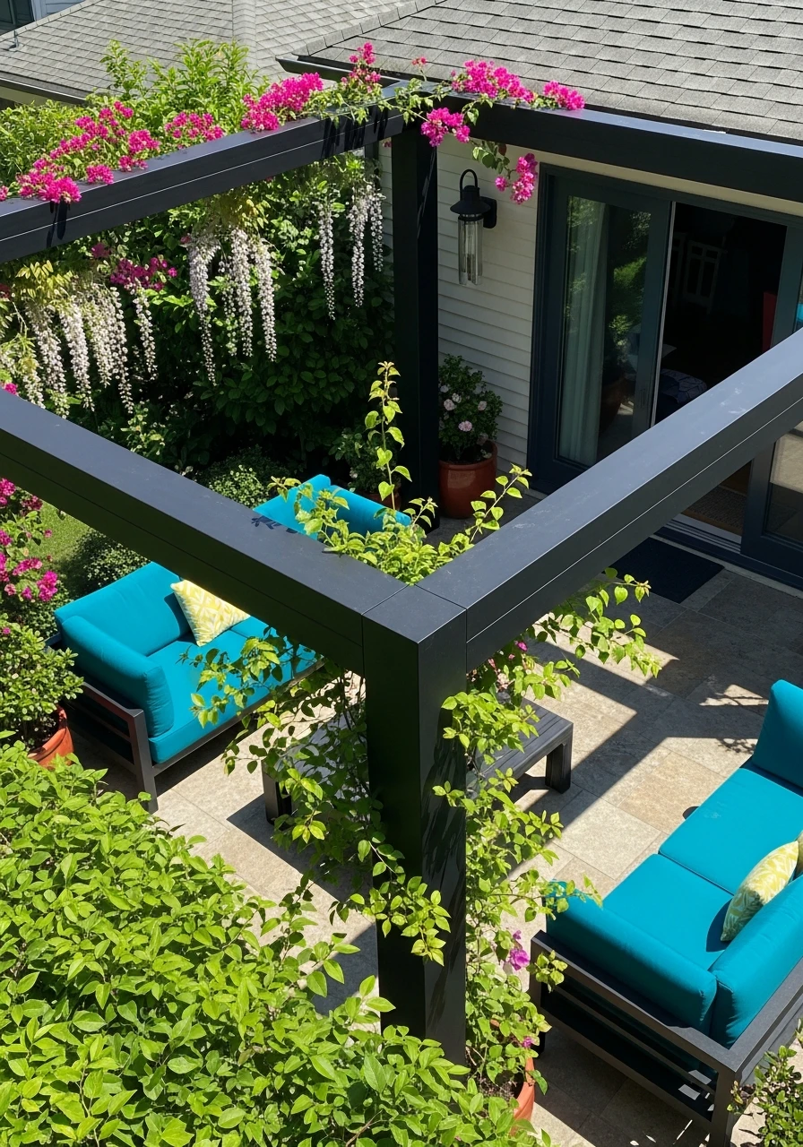 High-Contrast Black Frame - 50 Genius Ways To Style Your Dream Pergola Patio