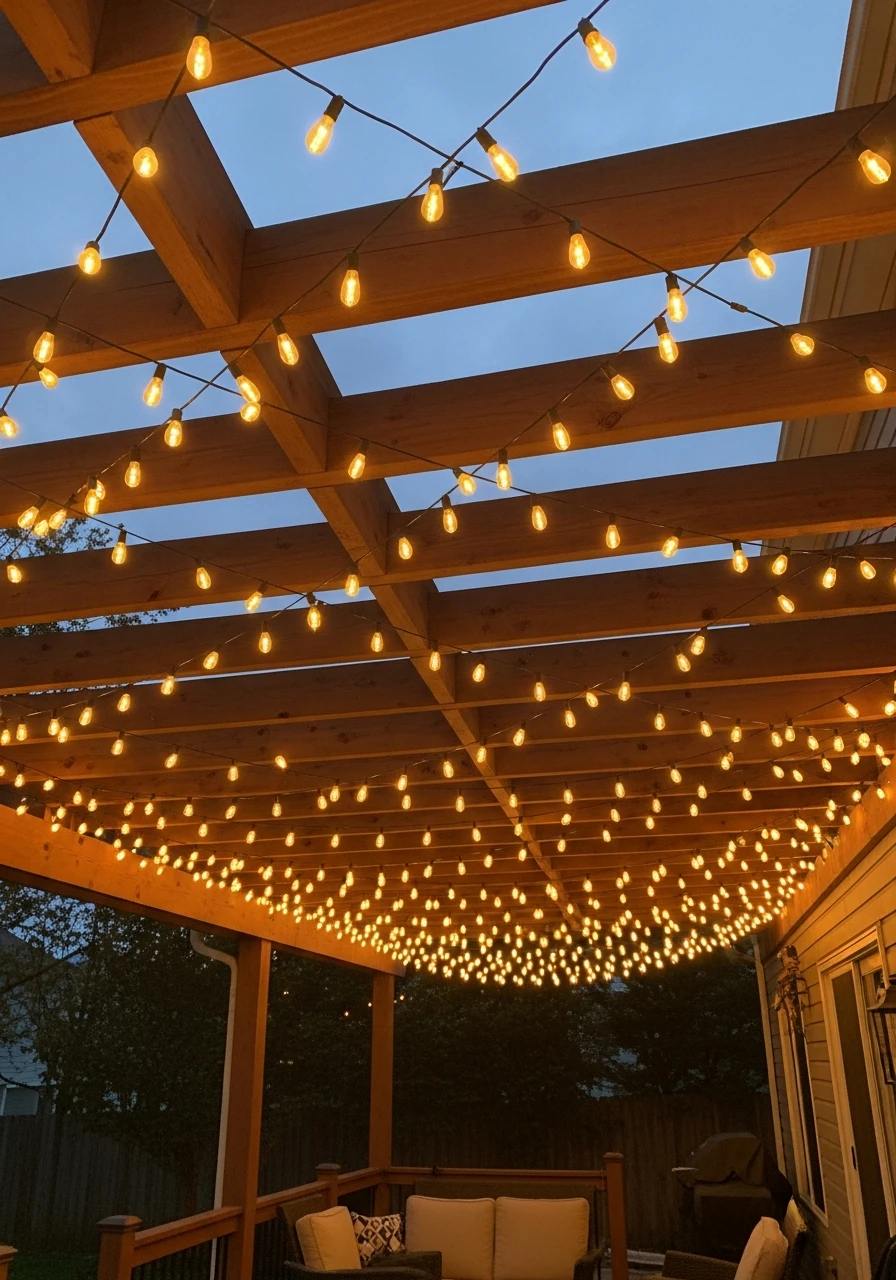 Warm Glow String Lights - 50 Genius Ways To Style Your Dream Pergola Patio