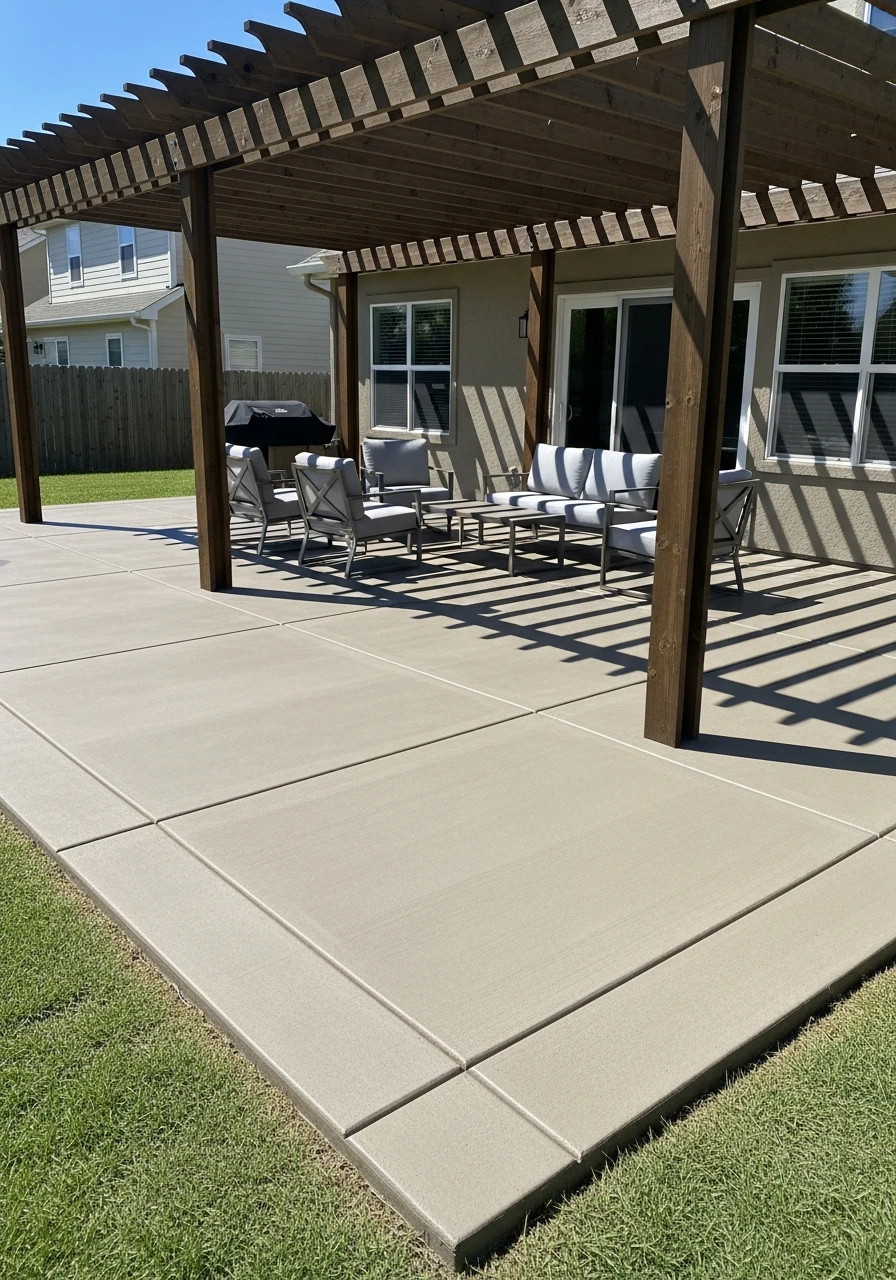 Smooth Concrete Slab - 50 Genius Ways To Style Your Dream Pergola Patio