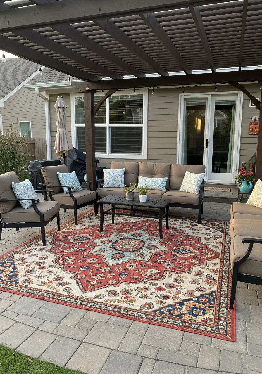 Anchor With A Rug - 50 Genius Ways To Style Your Dream Pergola Patio