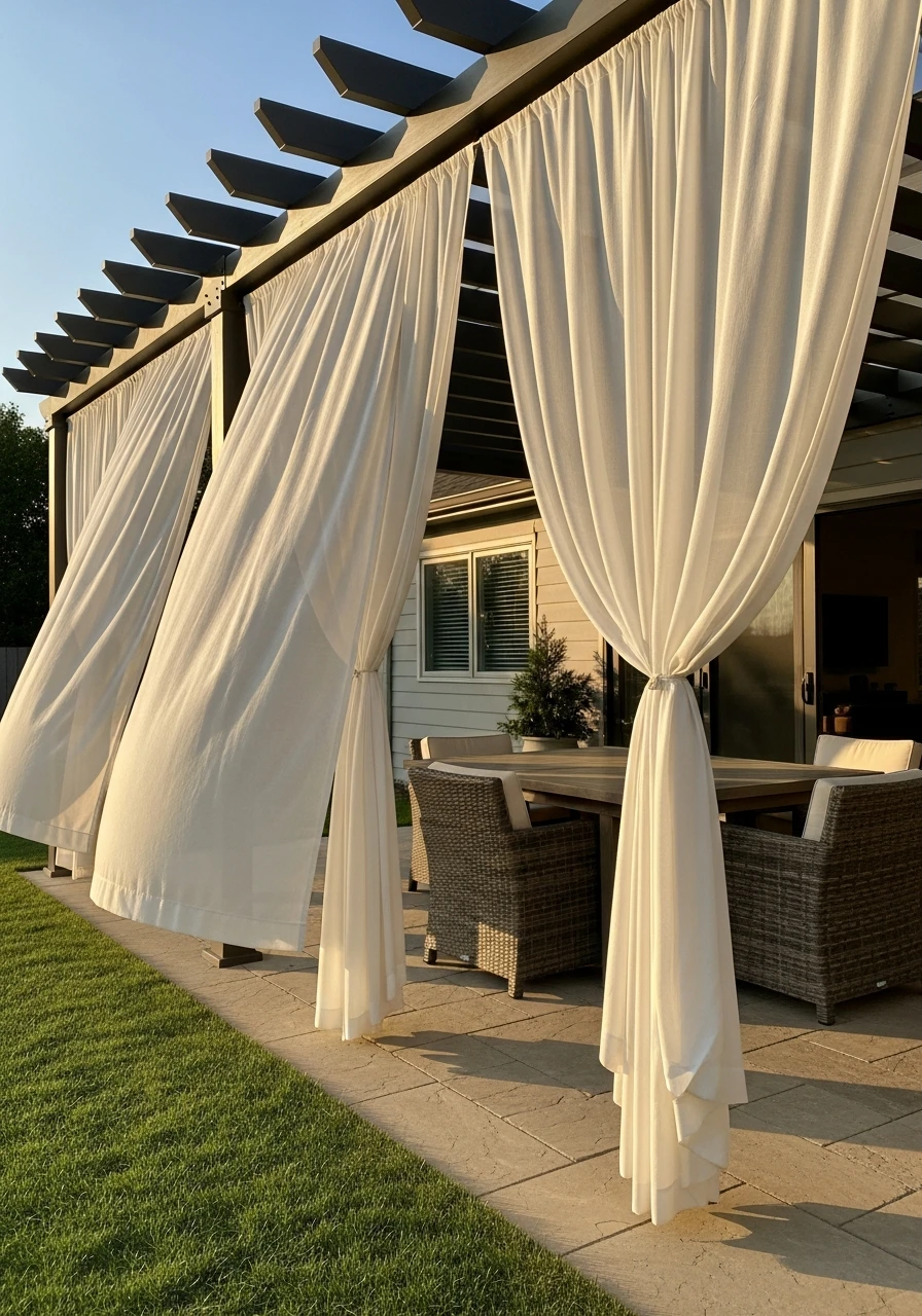 Flowing Curtain Style - 50 Genius Ways To Style Your Dream Pergola Patio