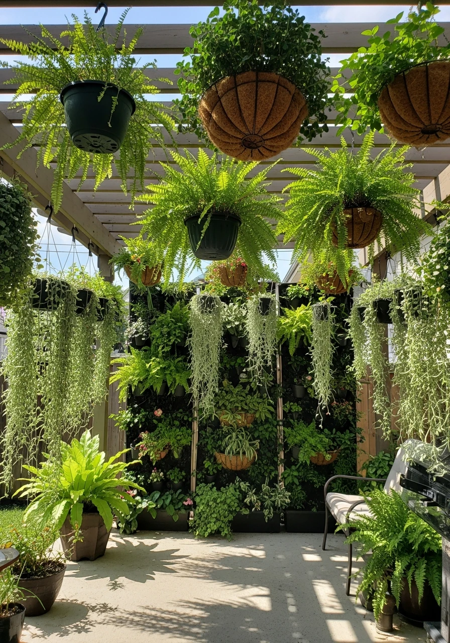 Vertical Hanging Plants - 50 Genius Ways To Style Your Dream Pergola Patio