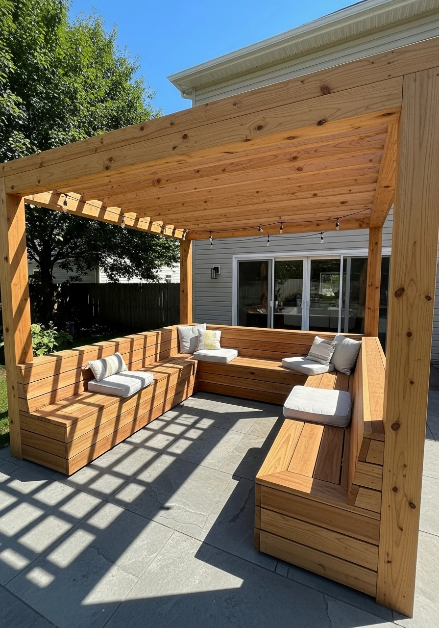 Custom Built-In Seating - 50 Genius Ways To Style Your Dream Pergola Patio