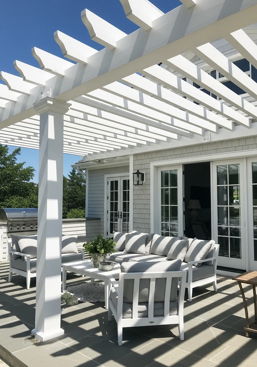 Bright White Finish - 50 Genius Ways To Style Your Dream Pergola Patio
