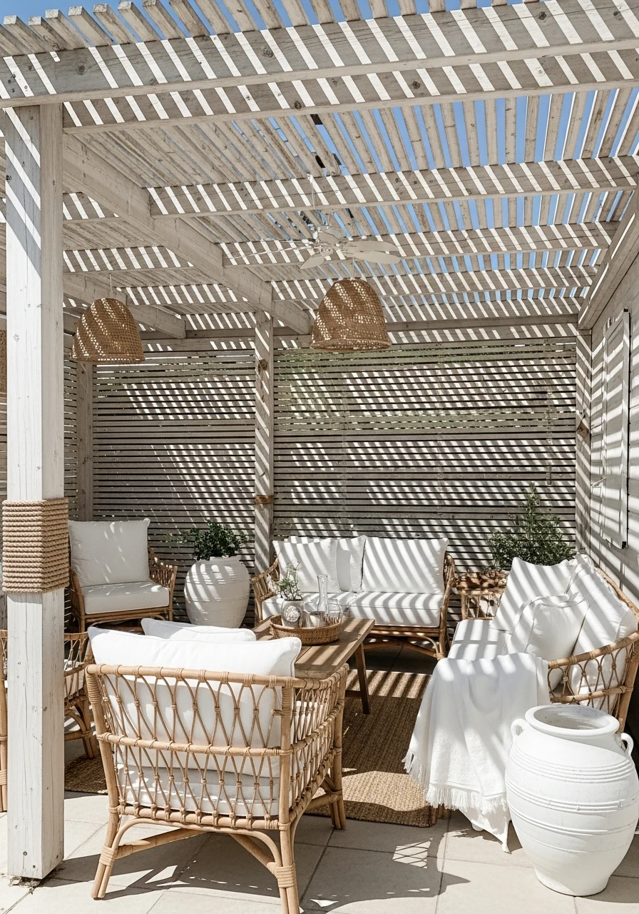 Light Coastal Vibe - 50 Genius Ways To Style Your Dream Pergola Patio