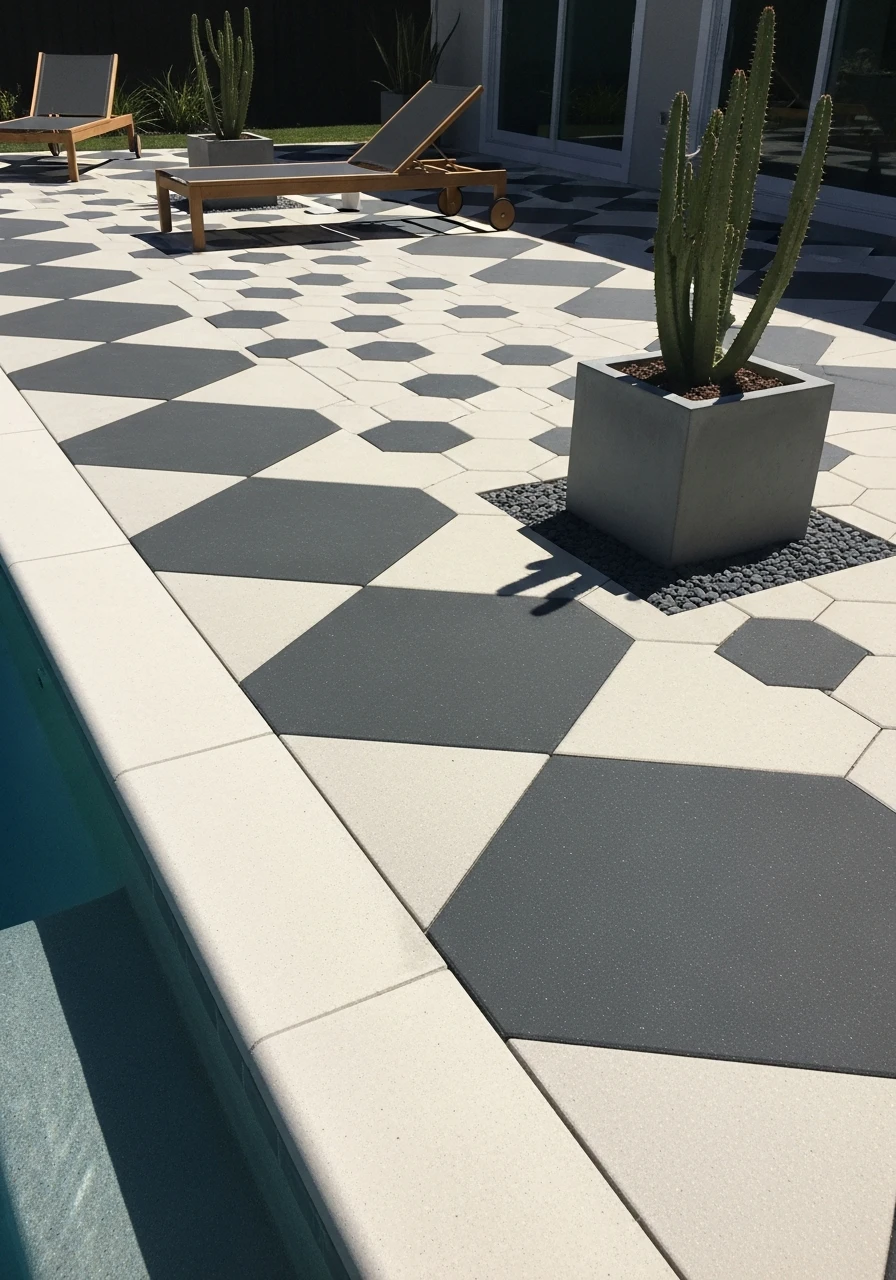 Geometric Paver Layout - 50 Pool Deck Decorating Ideas for a High-End Look on a Budget