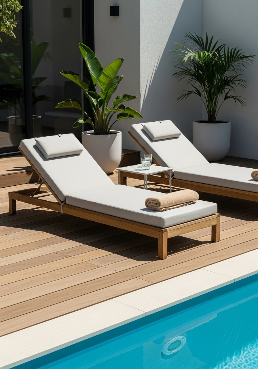 Comfy Poolside Lounge Chairs - 50 Pool Deck Decorating Ideas for a High-End Look on a Budget