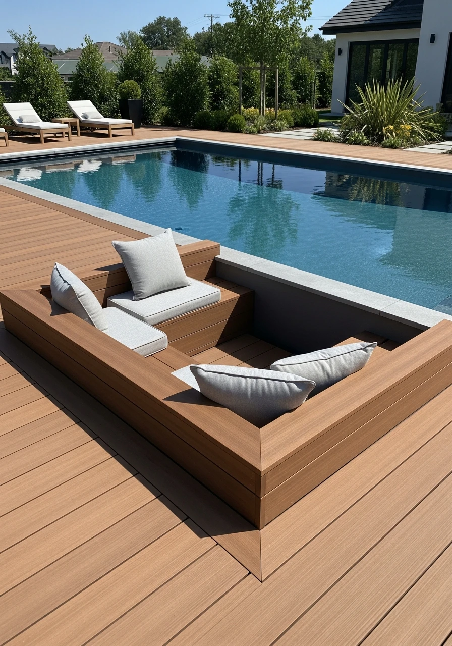 Built-In Deck Benches - 50 Pool Deck Decorating Ideas for a High-End Look on a Budget
