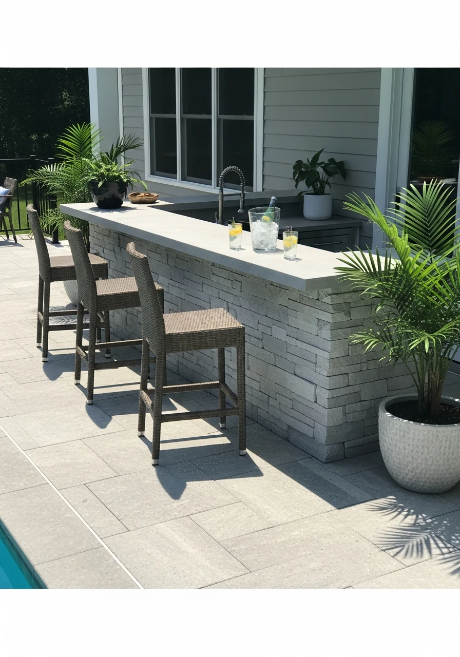 Bar-Height Pool Seating - 50 Pool Deck Decorating Ideas for a High-End Look on a Budget