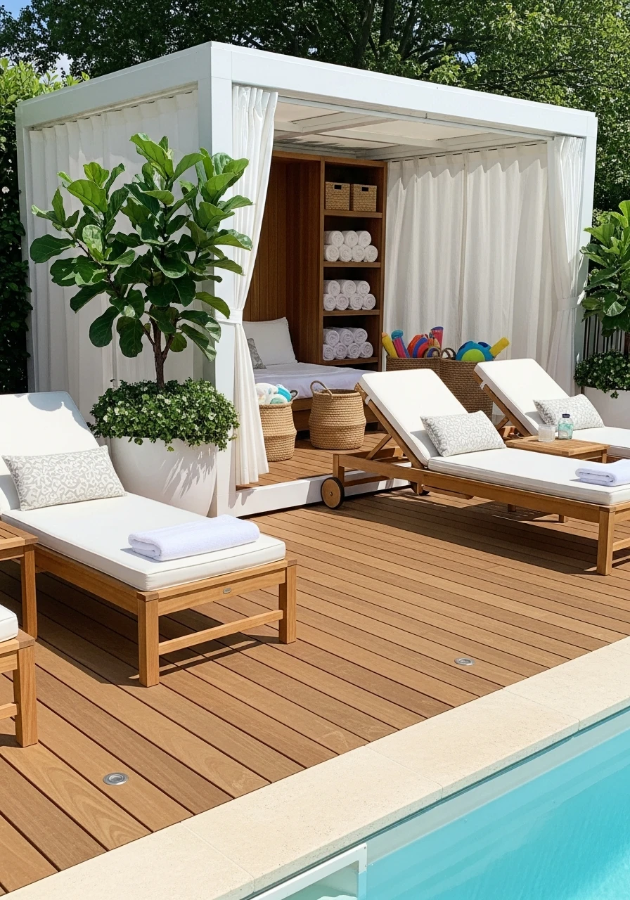 Stylish Poolside Cabana - 50 Pool Deck Decorating Ideas for a High-End Look on a Budget