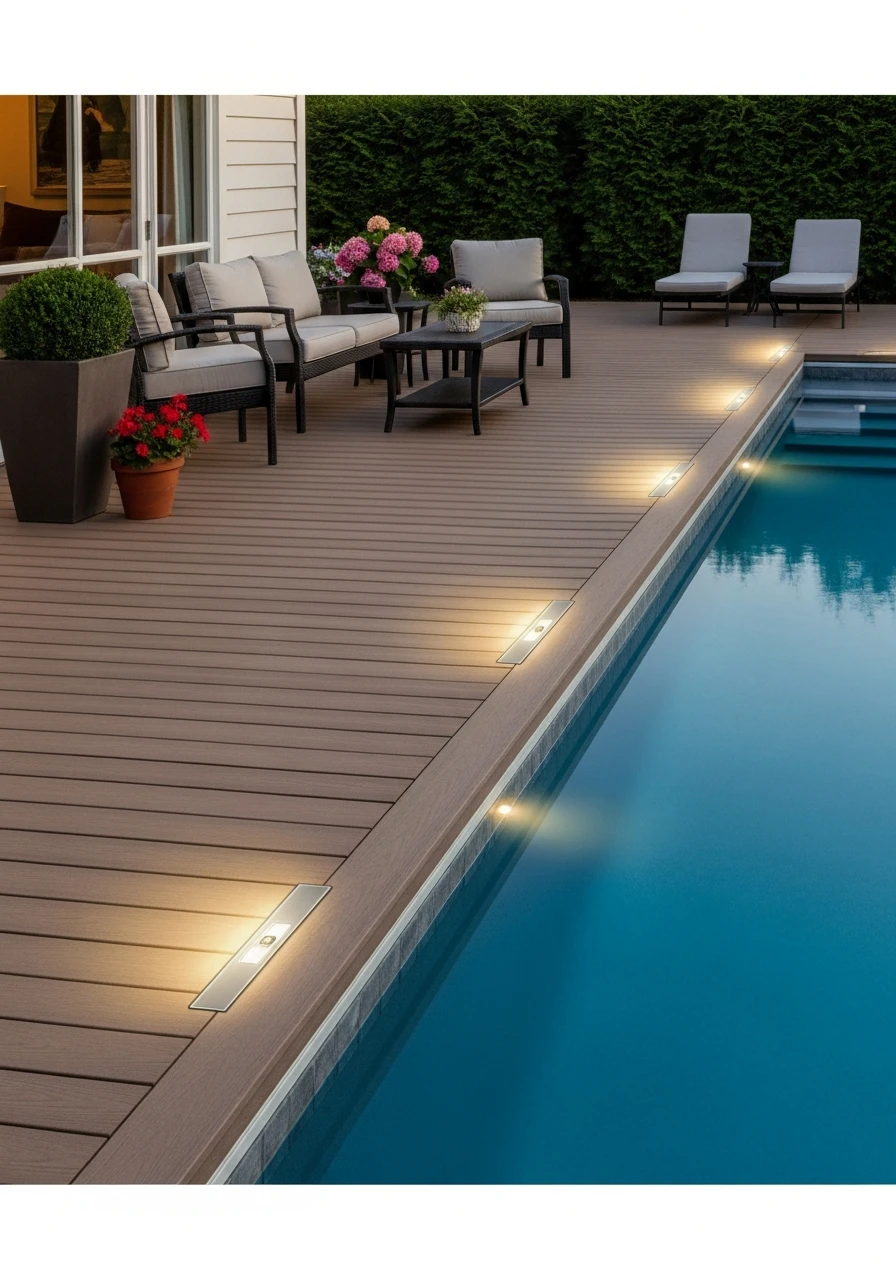 Solar Deck Path Lights - 50 Pool Deck Decorating Ideas for a High-End Look on a Budget