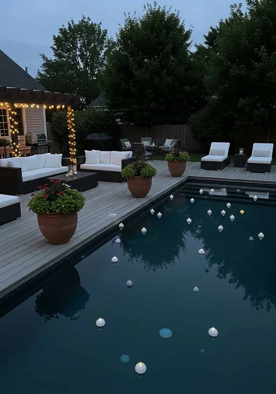 Floating Pool Lights - 50 Pool Deck Decorating Ideas for a High-End Look on a Budget