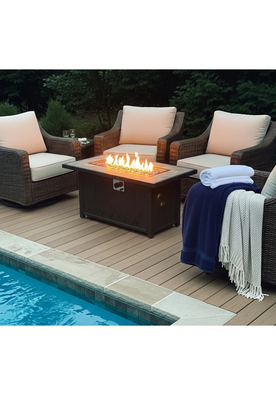 Fire Pit Seating Area - 50 Pool Deck Decorating Ideas for a High-End Look on a Budget