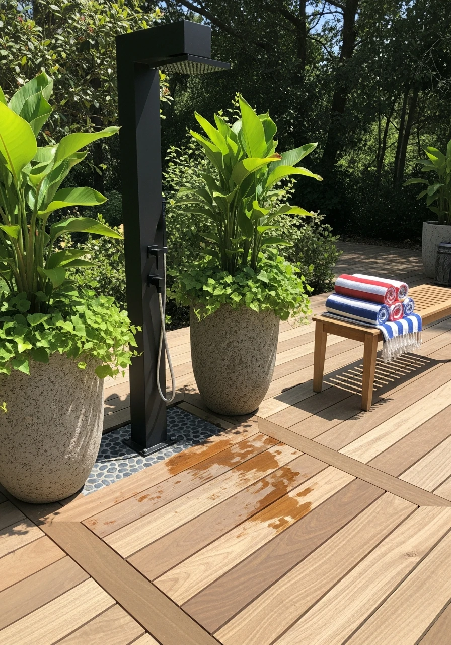 Outdoor Pool Shower - 50 Pool Deck Decorating Ideas for a High-End Look on a Budget