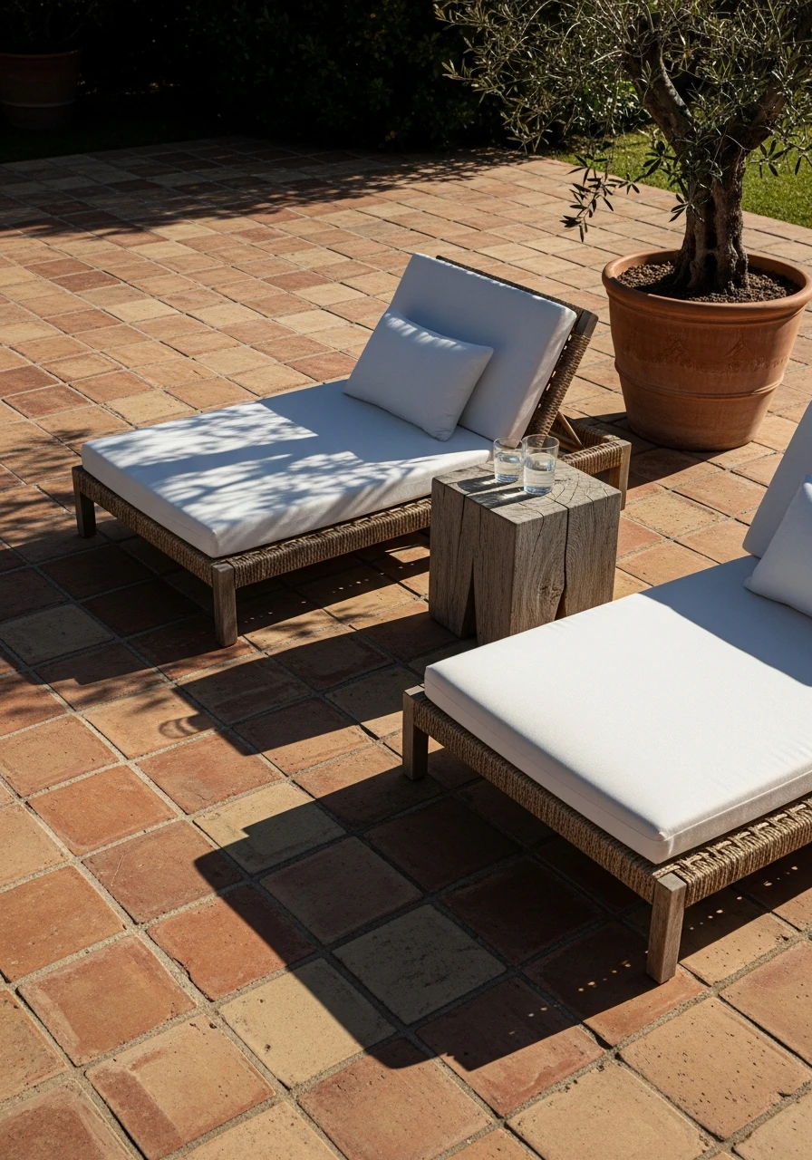 Terracotta Tile Charm - 50 Pool Deck Decorating Ideas for a High-End Look on a Budget