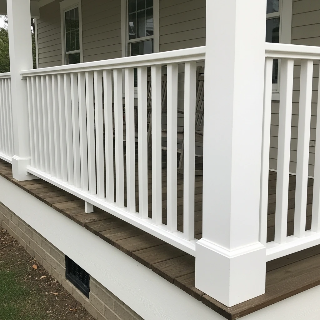 Classic White Wood Balusters - 50 Porch Railing Ideas for a Budget-Friendly Upgrade