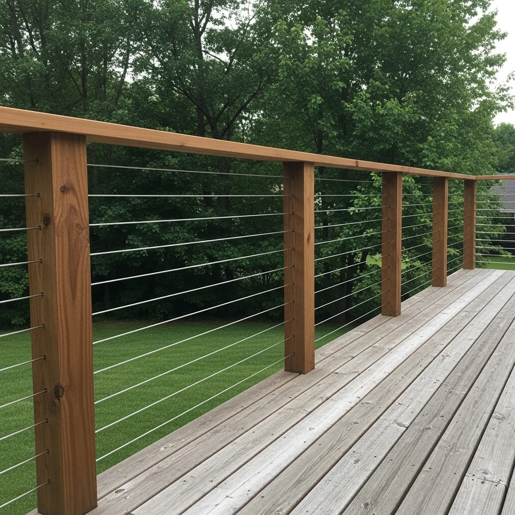 Horizontal Cable Railing - 50 Porch Railing Ideas for a Budget-Friendly Upgrade