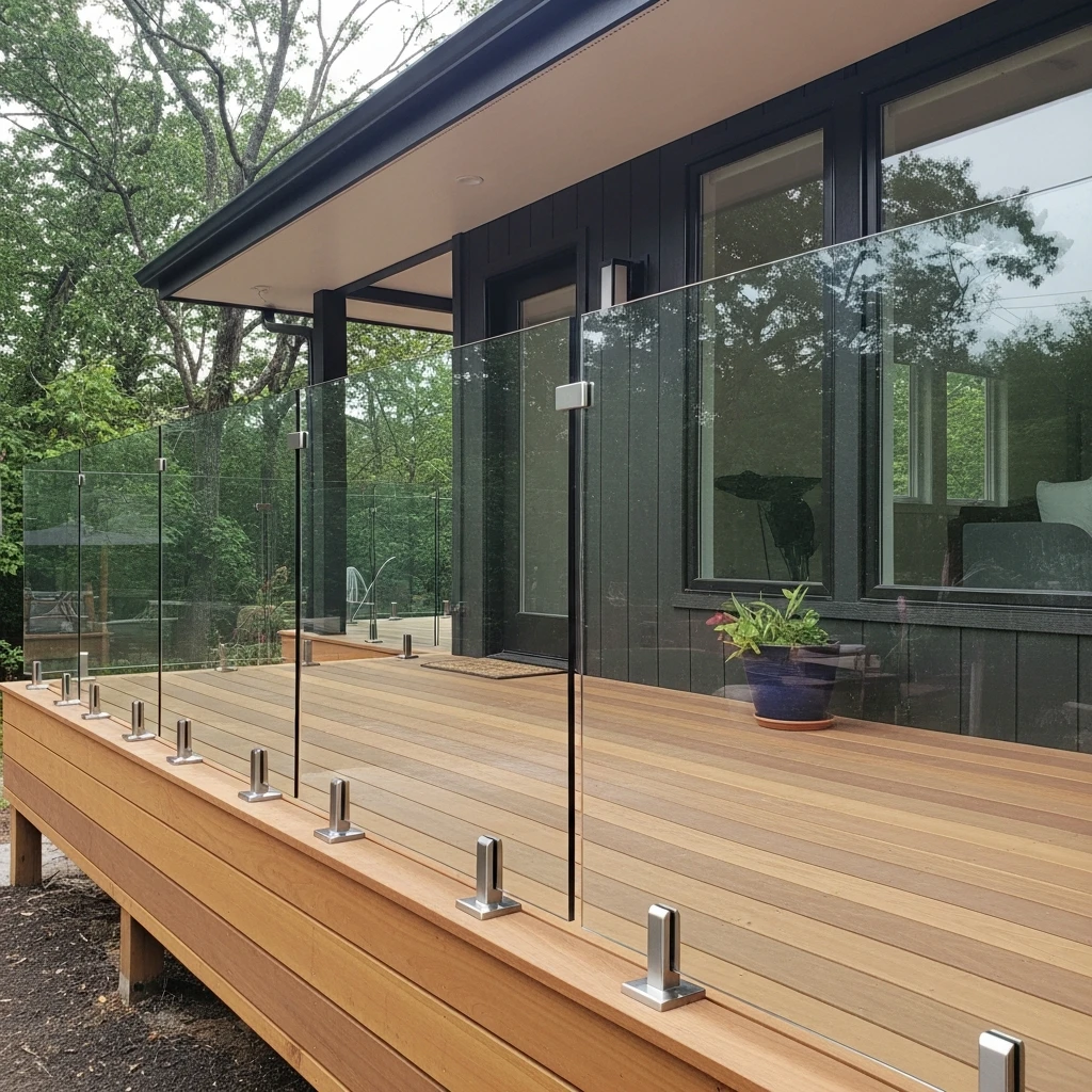 Frameless Glass Railing - 50 Porch Railing Ideas for a Budget-Friendly Upgrade
