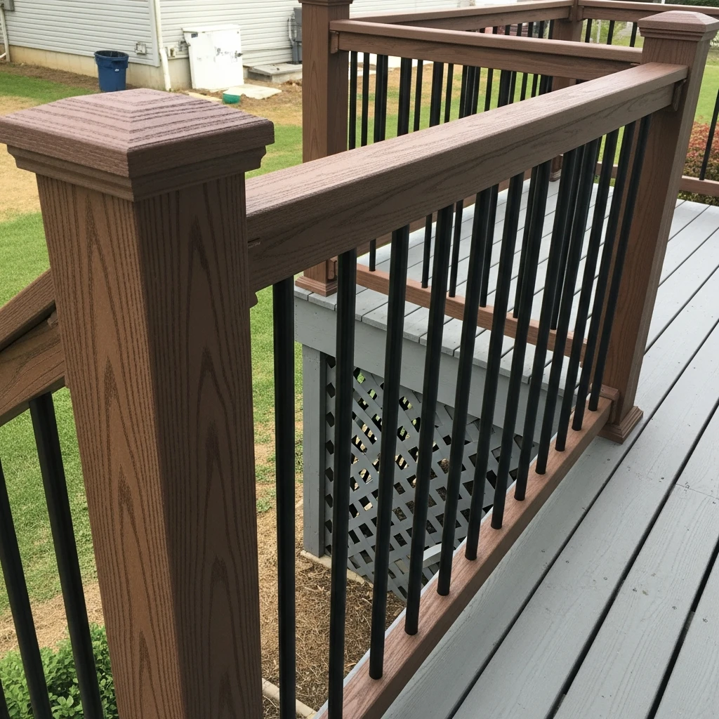 Composite Top Rail, Metal Infill - 50 Porch Railing Ideas for a Budget-Friendly Upgrade