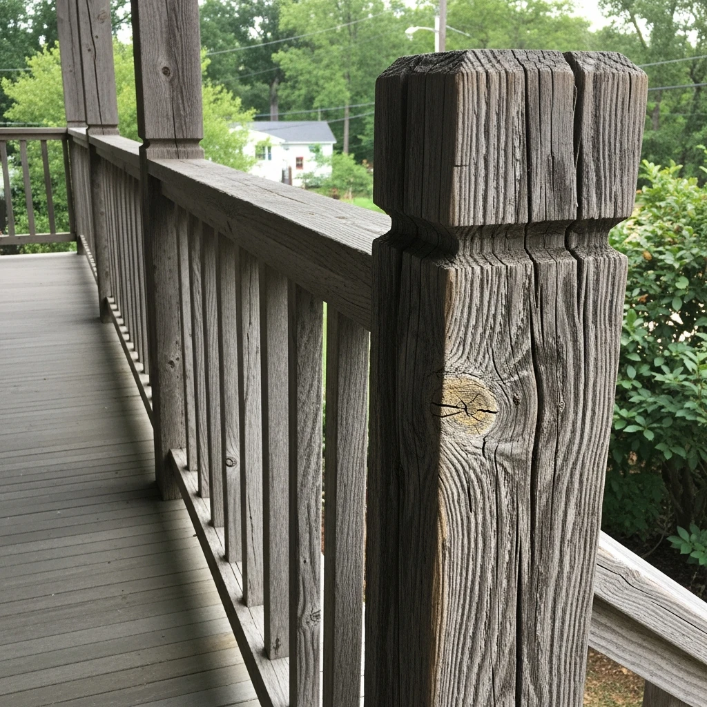 Weathered Wood Railing - 50 Porch Railing Ideas for a Budget-Friendly Upgrade