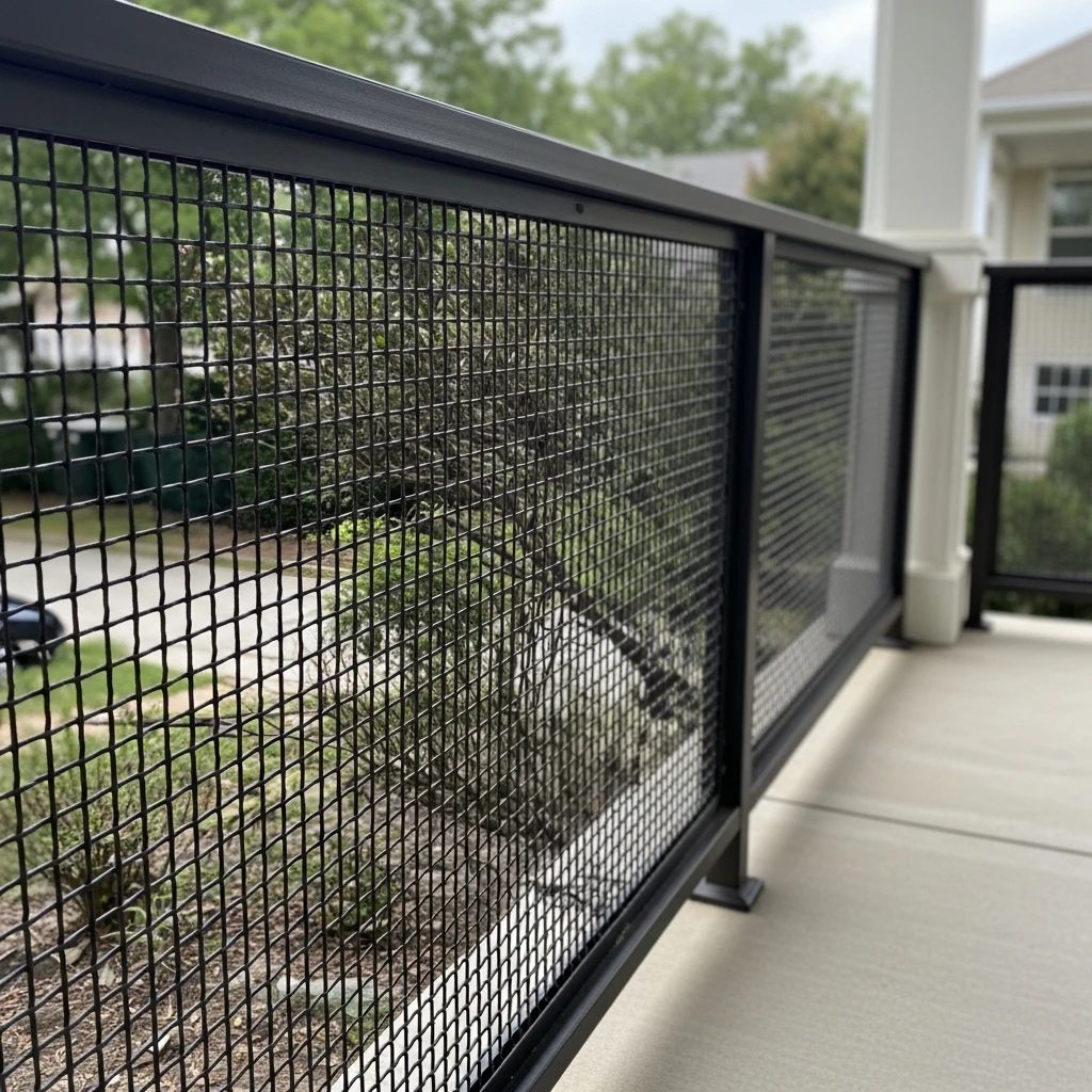 Bronze or Charcoal Mesh - 50 Porch Railing Ideas for a Budget-Friendly Upgrade