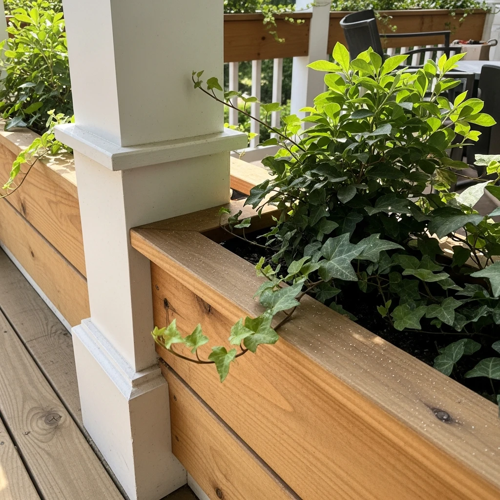 Built-In Planter Railing - 50 Porch Railing Ideas for a Budget-Friendly Upgrade
