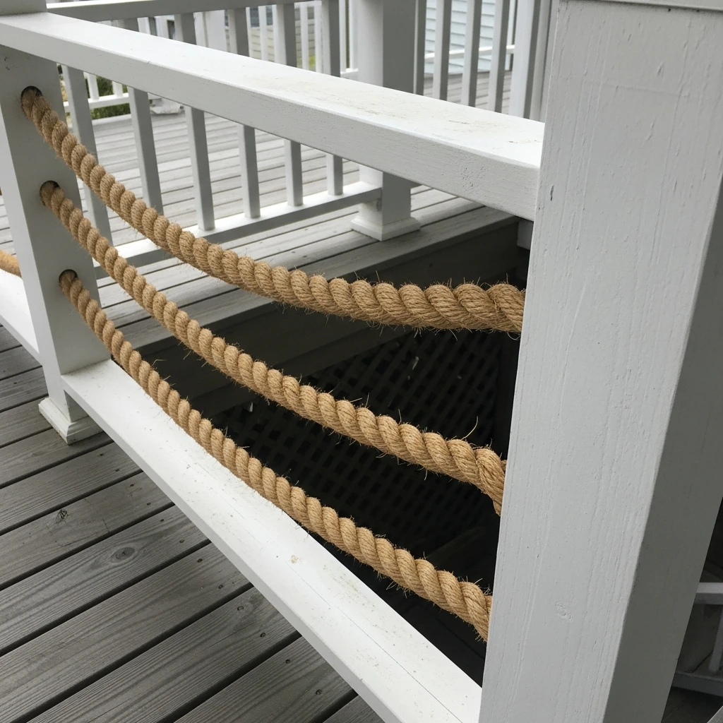 Rope Infill Porch Railing - 50 Porch Railing Ideas for a Budget-Friendly Upgrade