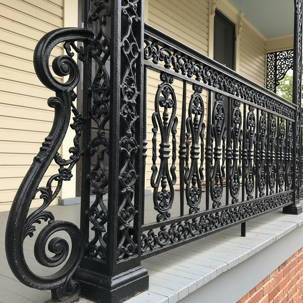 Victorian Ornate Iron Railing - 50 Porch Railing Ideas for a Budget-Friendly Upgrade