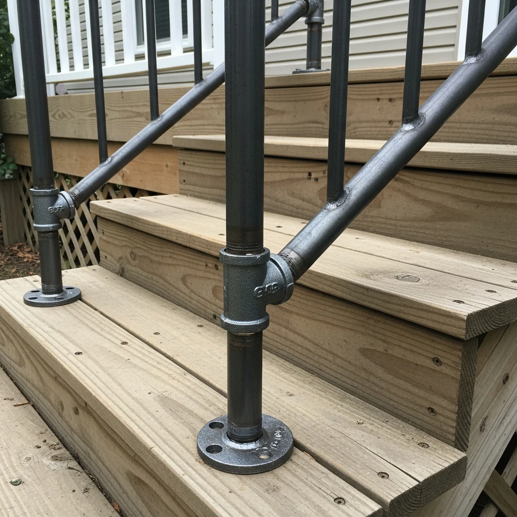 Industrial Pipe Railing - 50 Porch Railing Ideas for a Budget-Friendly Upgrade