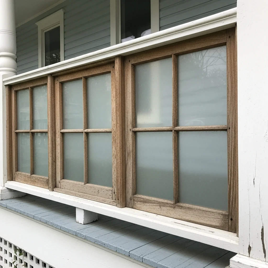 Recycled Window Panel Infill - 50 Porch Railing Ideas for a Budget-Friendly Upgrade